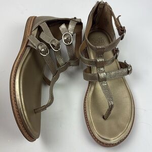 Sofft gold buckle ankle zip sandals 10